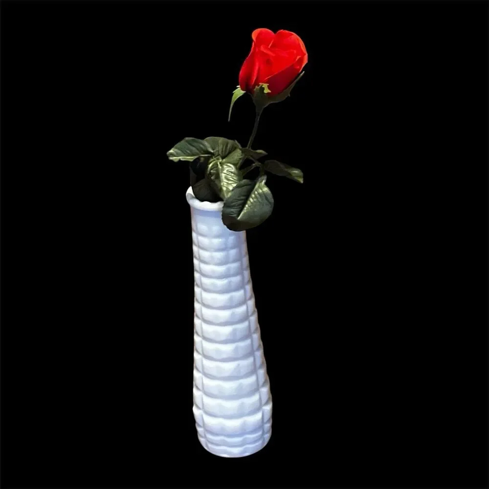 Vintage E.O. Brody Milk Glass Vase-Waffle/Hobnail Design- 8.5”
